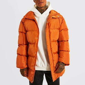 Veste matelassée en toile à bulles avec logo personnalisable OEM pour hommes, col montant avec capuche détachable, manteaux d'hiver chauds et épais - Product Image 1