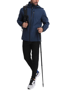 Veste Softshell à Capuche pour Homme Imperméable Doublée en Polaire Veste de Pluie Légère Coupe-Vent Manteau d'Hiver Randonnée en Plein Air - Product Image 5