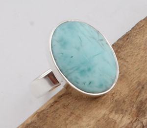 Anillo de piedras preciosas de Larimar Vintage hecho a mano Plata de Ley 925, joyería Bohemia para fiesta de boda, regalo Unisex - Product Image 1