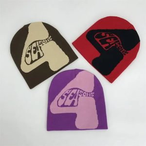 Bonnet unisexe avec broderie crâne en acrylique Bonnet de ski d'hiver de haute qualité avec étiquette tissée Bonnet tricoté teint sur mesure pour le voyage Vente en gros - Product Image 3