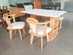 Chaise de salle à manger banc confortable siège en PVC cadre en bois de caoutchouc solide conception pivotante naturel moderne minimaliste pliable meubles de maison - Product Image 4