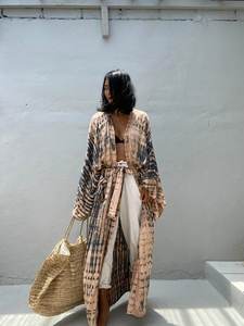 Vestido largo Kimono de rayón para mujer, ropa de dormir estilo bohemio, informal, a la moda, Tie-Dye - Product Image 2