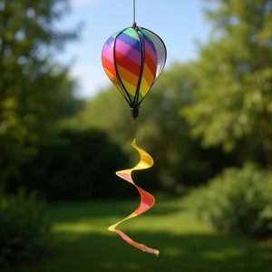 Carillon éolien Bdt Design1 en forme de queue spirale, ballon arc-en-ciel de 28 cm de diamètre, pour ornement de jardin, longueur 110 cm - Product Image 3
