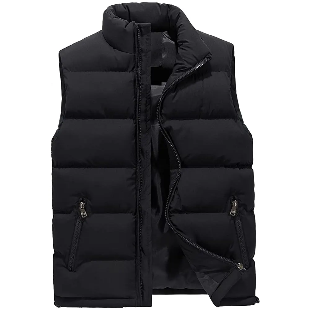 Custom LOGO Winter Men's Lightweight Water-Resistant Packable Puffer Vest Solid Sleeveless Men Puffer Outdoor Padded Down Vest
