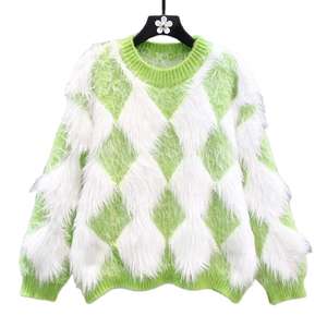 Pull en maille à col rond surdimensionné pour homme, décontracté, à manches longues, uni, respirant, en laine/acrylique, pour l'hiver - Product Image 4