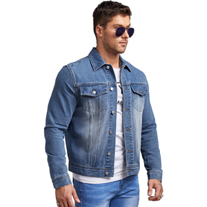 Chaqueta vaquera regular para hombre, chaqueta vaquera lavada de bajo precio, 2xl, elegante, a prueba de viento, con capucha, Vintage, 100%, algodón, cuello levantado, logotipo frontal - Product Image 1