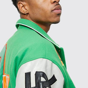 Proveedor OEM, chaquetas universitarias personalizadas, cuello de punto acanalado, botón a presión, Interior suave, ideal para uniformes informales y de equipo - Product Image 5