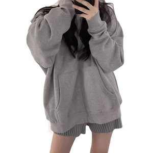 Nouvel arrivage de sweats à capuche surdimensionnés pour femmes épaule tombante solide 100% coton matériel léger Streetwear Logo personnalisé - Product Image 4