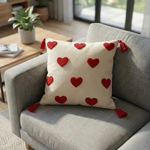 Funda de Cojín Love Galaxy con Bordado de Corazón Rojo, Tela de Algodón de Alta Calidad, 42x42cm, para Cojines de Asiento - Product Image 4