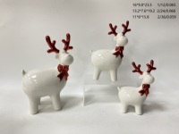 Ornement de renne de Noël blanc en céramique Offre Spéciale mignon avec écharpe tricotée Festival décor de maison de Noël