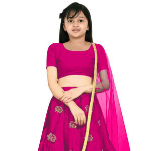 Shoryam Fashion, vêtements ethniques pour filles, lehenga choli rose |   Choli brodé en filet, tenue de fête de mariage indienne, longueur au sol, tout - Product Image 1