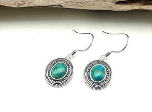 Boucles d'oreilles classiques bijoux pour femmes argent Boho Style bijoux 925 argent Sterling Turquoise pierres précieuses boucles d'oreilles faites à la main cadeau - Product Image 3