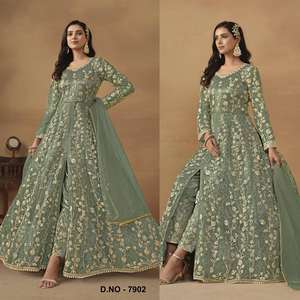 Maruti Fashion MF381 Heavy Embroidery & Sequences <b>Net</b> <b>Fabric</b> Gown for Women Party Wedding Traditional Wear Anarkali Style Suit - Product Image 5