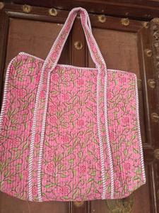Indian Handmade Cotton Quilted Zipper Tote Bag Fashionable Vintage Dress Personalised <b>Gift</b> Daily <b>Beach</b> Travel Portable Chain - Product Image 2