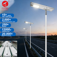 Lampu Jalan Tenaga Surya Monokristalin Berkualitas Tinggi Tahan Air IP65 80W/100W/120W Terintegrasi All-in-One LED 6500K Aluminium