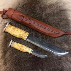 Latest Design High Carbon Steel Medieval Viking Knives Rose Wood Handle Leather Sheath Straight <b>Back</b> Flat Edge 3-Year OEM - Product Image 5