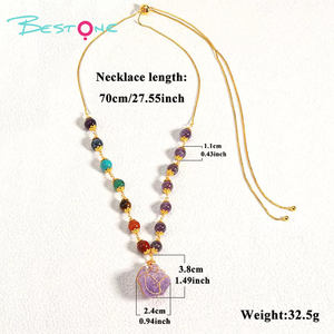 ベストストーン エネルギーストーンネックレス ヒーリングビーズネックレス 女性向け 調整可能なメタルワイヤー入りクリスタルペンダントネックレス - Product Image 3