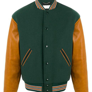 Chaqueta de cuerpo de lana con brazos de cuero para hombre, chaqueta de béisbol de marca, Color único y elegante, negro y azul real, talla XL - Product Image 2