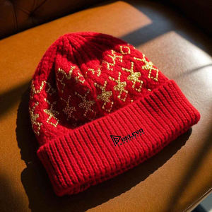 หมวกบีนนี่อะคริลิคสีน้ำเงินรอยัล คุณภาพสูง สำหรับฤดูหนาว  ปักโลโก้ 3 มิติ ลายโบว์  ป้ายกำกับสั่งทำได้  แบบ unisex - Product Image 3