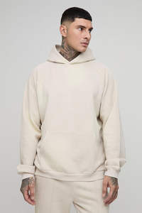 Ensemble de survêtement unisexe en molleton épais 450 g/m² avec pantalon plissé et sweat à capuche oversize à manches raglan, personnalisable avec logo, grandes tailles, pour l'hiver - Product Image 2