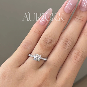 Bague de fiançailles pour femme en moissanite naturelle de haute qualité, brillance éclatante, plaquée rhodium, or 14 carats, écologique - Product Image 2