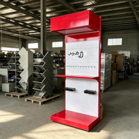 Présentoir métallique personnalisé robuste pour supermarché, étagère de présentation à panneaux perforés avec boîte lumineuse et crochets pour rayonnage de magasin