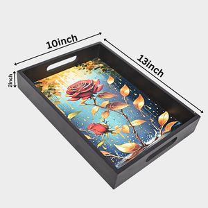 Bandeja DE SERVICIO DE MADERA MDF hecha a mano de fábrica, tamaño mediano de 14 pulgadas con acabado mate, diseño decorativo de Venta caliente por HF CRAFTS - Product Image 2