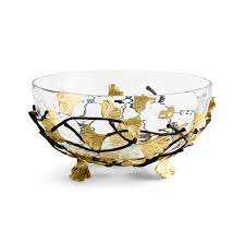 Bol à servir en argent et or avec motif floral unique en feuille d'or, style antique moderne, nouveau, vaisselle, fait à la main, vente en gros - Product Image 4