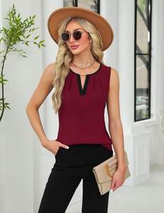 Camiseta sin mangas de verano para mujer 2025, blusa de trabajo elegante holgada informal de negocios - Product Image 1