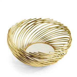 Unique Design New Serving Tray for <b>Parties</b> Serving Chocolate Fruits Usage Gold Wire Design New Metal Serving Date <b>Bowl</b> Platter - Product Image 1