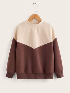 Sudadera con capucha con cordón y manga raglán de bolsillo canguro con bloqueo de Color personalizado de algodón de calidad de fábrica para mujer - Product Image 3