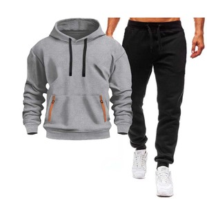 Ensemble de survêtement pour homme à capuche en deux pièces avec fermeture éclair tendance automne et hiver - Product Image 3