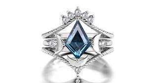 Anillo de Compromiso Moon Life con Topacio Azul de Londres, Plata 925, Gema en Forma de Cometa, Joyería Clásica para Bodas y Fiestas - Product Image 2