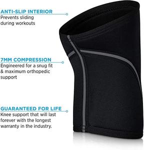 Mangas de rodilla GAF Powerlifting personalizadas 5-9mm compresión de neopreno transpirable Flexible rodilleras de apoyo Logotipo de diseño personalizado - Product Image 5