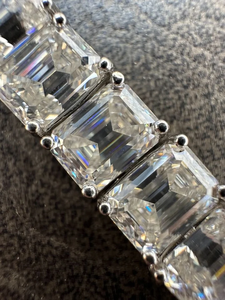 60ct Moissanite Solid 925 Sterling Silver 8mm Emerald Cut Tennis <b>Bracelet</b> for Women's Fashion Jewelry - Product Image 4