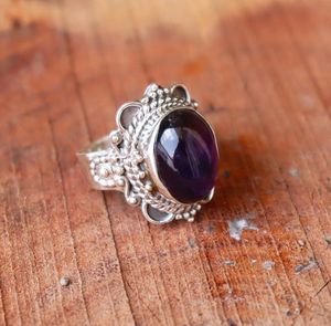 925 Sterling Silver Classic Oval Cut Statement <b>Ring</b> Women <b>Natural</b> Amethyst Gemstone Bezel Setting <b>Engagement</b> Wedding Party Wear - Product Image 2