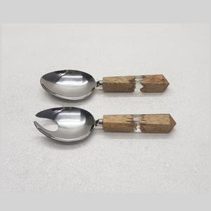 Ensemble de cuillères à salade en acier inoxydable à manche en résine mangue Crack Nouvelle tendance Cuillères à salade personnalisées - Product Image 2