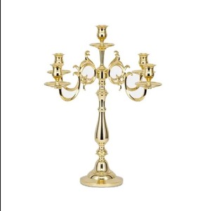 Candélabre grand en métal de vente chaude de décoration à la maison avec cinq bougies pour la pièce maîtresse de table de dîner disponible. - Product Image 6