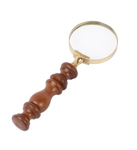 Mini taille laiton loupe manche en bois naturel miroir polonais contemporain fabriqué à la main décoration de la maison mariage - Product Image 4