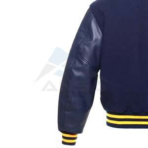 Veste de style baseball bleu marine et jaune, twist universitaire cool, couleur bicolore, boutons-pression ajustables, coton et polyester - Product Image 5