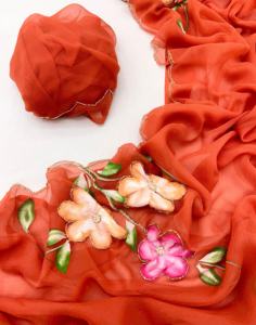 Sari de gasa suave con impresión digital y borde de encaje para mujeres y boutiques de moda a los mejores precios - Product Image 5