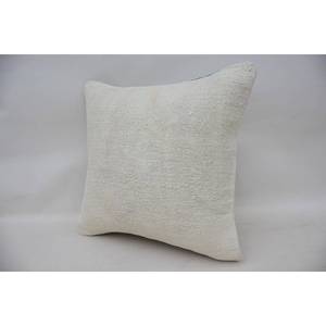 Beige 16x16 Inch Woven Wool <b>Pillow</b> Rustic Kantha Pattern Vintage Geometric Square Design Eco Friendly Non-Slip Removable - Product Image 3