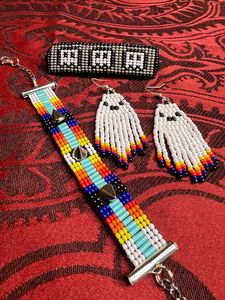 Modern Turquoise <b>Beaded</b> Earrings with Cascading <b>Fringe</b> Design Unique Jewelry Gift From MS Handicraft - Product Image 2
