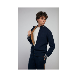 Produttori di abbigliamento ecologico sostenibile giubbotto bomber maglione da uomo in tessuto lavorato a maglia di cashmere - Product Image 1