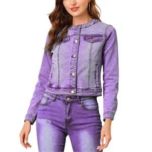 Chaqueta vaquera transpirable para mujer, cuello de solapa Bressel individual, manga larga, cierre de cremallera, patrón lavado, Invierno para todas las estaciones - Product Image 2