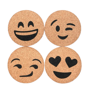 Emoji Design <b>Cork</b> <b>Coasters</b> Latest Design 2025 Top Selling Table Decor Wood & Stone High Quality Coffee <b>Coasters</b> Wholesale Price - Product Image 2