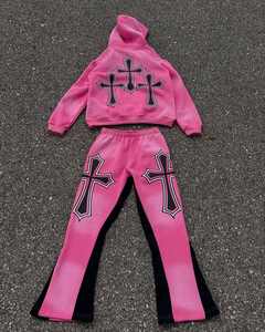 Parche bordado de peso pesado personalizado Vintage Stone Washed Distressed Oversized Boxy Fit Cotton Hoodies para hombres - Product Image 6