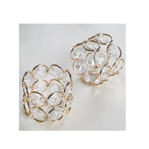 <b>Set</b> of Four Crystal and Stainless Steel Napkin Ring Silver Color <b>Round</b> Shape Wedding Party <b>Table</b> Decor Napkin Ring - Product Image 2