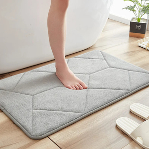 Tapis de bain rectangulaire moderne en microfibre avec motif à carreaux et dos antidérapant en caoutchouc pour sol de salle de bain - Product Image 1