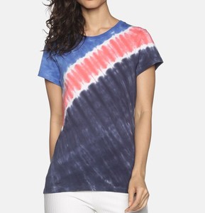 Vêtements décontractés personnalisés Womens Navy & Pink Tie and Dye T-shirt longueur régulière col rond manches courtes femmes T-shirt et Logo sur demande - Product Image 1